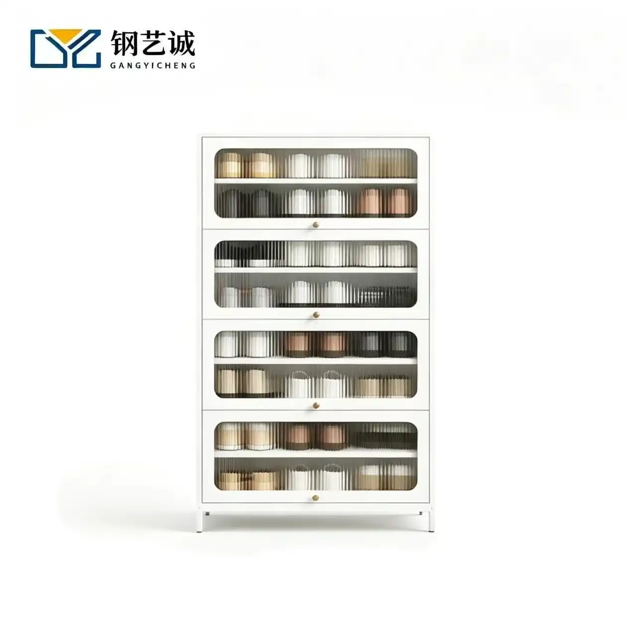 Four Door Square Panel Shoe Cabinet 